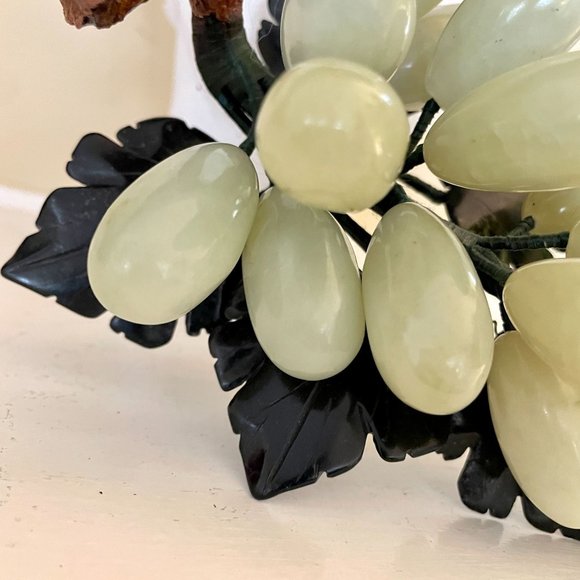 Italian Vintage 1950s Jade Stone Grapes Onyx Leaves Celadon Alabaster Marble - Picture 7 of 8